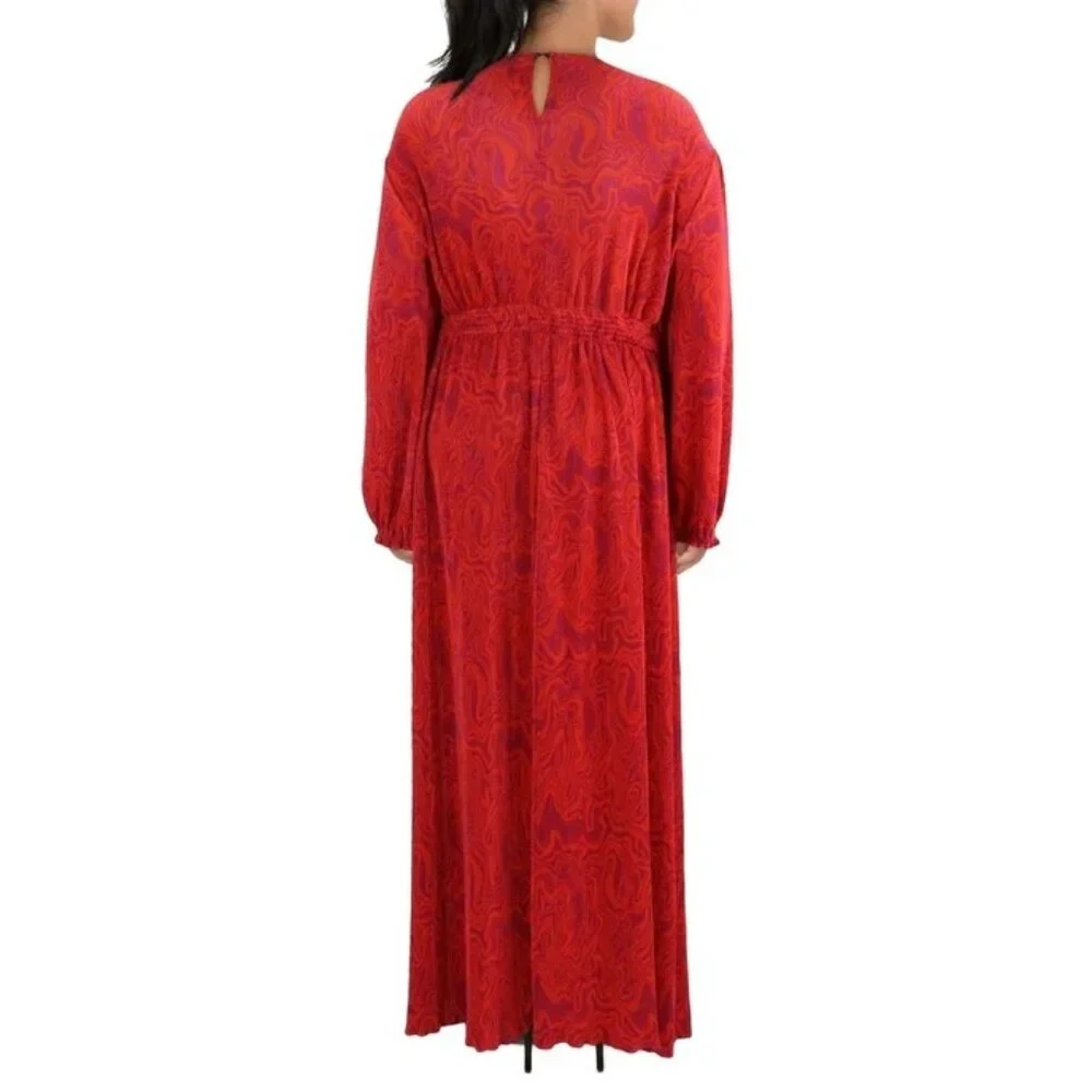 NWT Nina Parker Prism Maxi Dress  Keyhole Pleated Orange Pink 3X - Picture 3 of 9